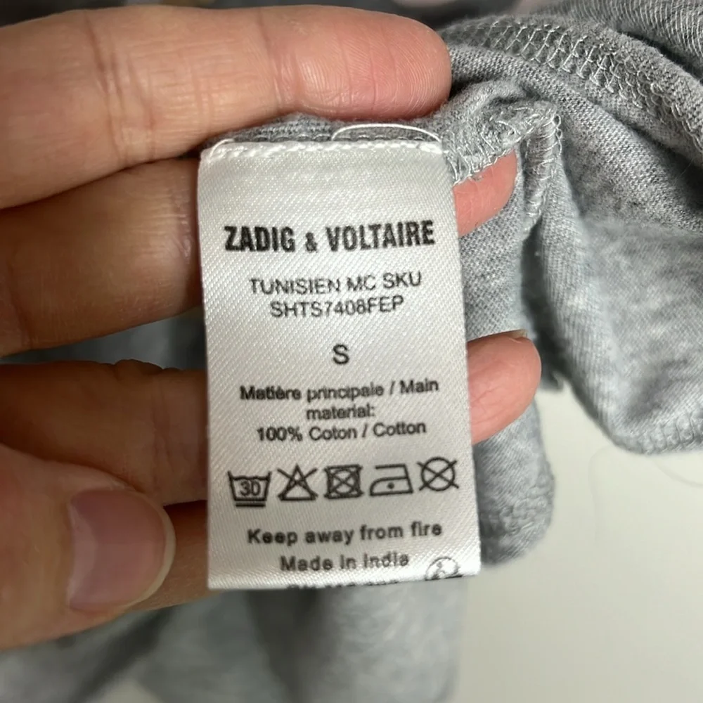 Zadig & Voltaire Tunisien Camo Skull Graphic Henley T-Shirt size Small - Picture 9 of 14